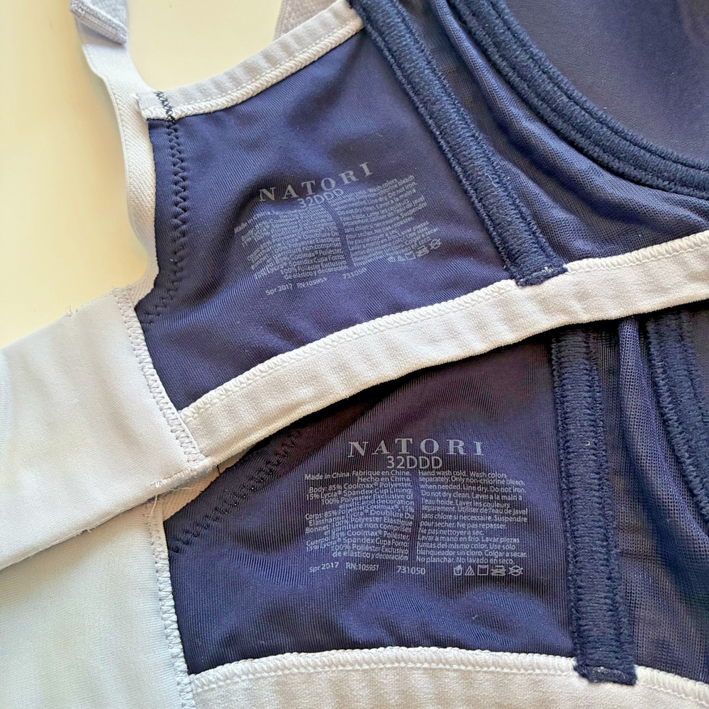 SET OF 2 Natori Yogi Contour Convertible Sports Bra 32DDD Blue Full Coverage - Picture 3 of 4